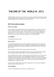 English Worksheet: The end of the world in 2012