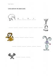 English worksheet: Animals