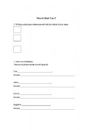 English worksheet: the first class