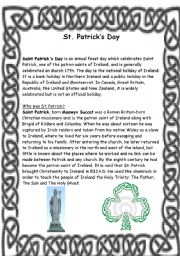 English Worksheet: St. Patricks Day