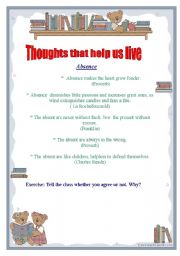 English worksheet: Thoughts of famouse people part 1 ( actions and absence)