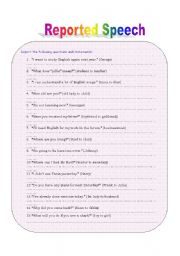 English Worksheet: Reported Speech