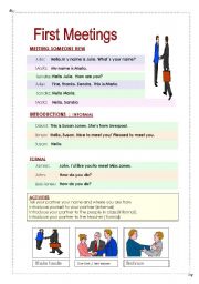 English Worksheet: First Meetings