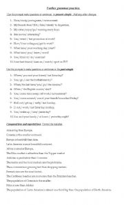 English worksheet: Further Grammar pracrice