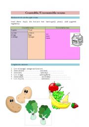 English Worksheet: Countable/Uncountable/How much/How many