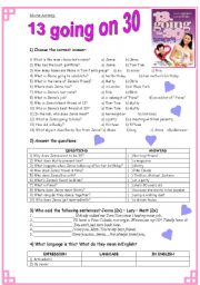 English Worksheet: Movie Activity: Thirteen Going On Thirty