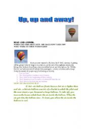 English worksheet: Up, up and away!