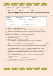 English Worksheet: Idioms connected with love (Katy Perry �Hot & Cold) 2
