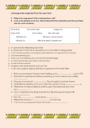 English Worksheet: Idioms connected with love (Katy Perry Hot & Cold) 2