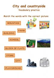 English worksheet: City and countryside vocabulary practice