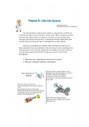 English worksheet: LIFE IN SPACE