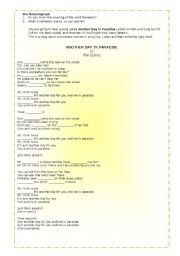 English Worksheet: Another Day in Paradise (3 pages)