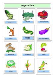 English Worksheet: Flashcards vegetables