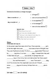 English worksheet: Some/Any 