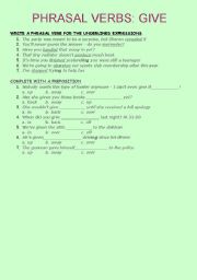 English worksheet: phrasal verbs give