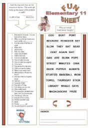 English Worksheet: Fun Sheet Elementary 11