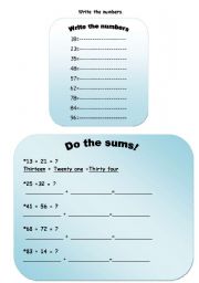 English worksheet: numbers 10-100