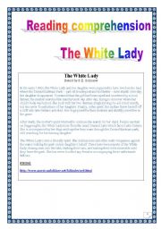 English Worksheet: American folklore series: The White Lady (guided reading project, 3 pages)