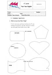 English worksheet: test 6th