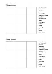 English Worksheet: Bingo London