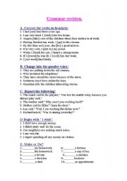 English Worksheet:  Grammar revision