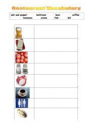 English Worksheet: Restaurant Vocabulary