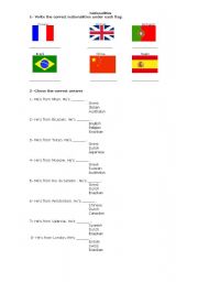 English worksheet: nationalities