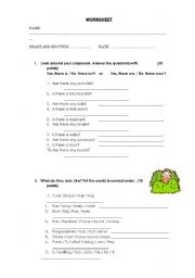 English Worksheet: there is, there are