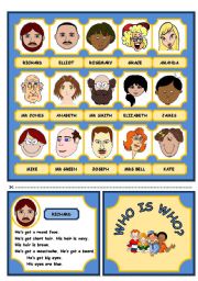 English Worksheet: WHO IS WHO? GAME  (PART ONE)