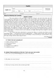 English Worksheet: Test on UNEMPLOYMENT