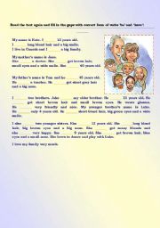 English Worksheet: Kates Family part 3 (out of 3)