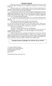 English worksheet: The kings dreams