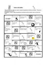 English Worksheet: Snakes and Ladders To Be