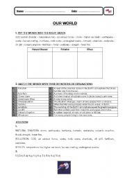 English Worksheet: OUR WORLD