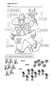 English Worksheet: Color by number