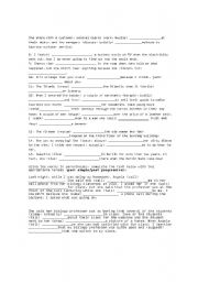 English Worksheet: past prpgressive part II