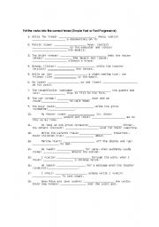 English Worksheet: past simple vesus past progressive