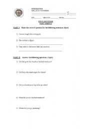 English Worksheet: simple past