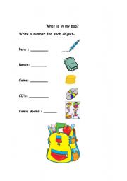 English worksheet: Whats in my bag