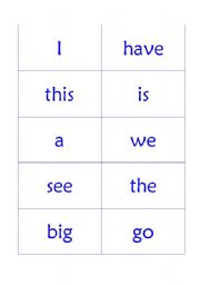 English Worksheet: Sight Word flash cards