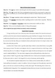 English worksheet: Body Paragraph model