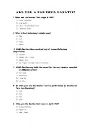 English Worksheet: fAB FOUR