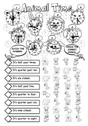 English Worksheet: Animal Time