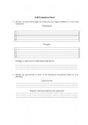 English Worksheet: Self Evaluation