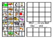 English Worksheet: Favourites Bingo! Sports Food Animals Drinks