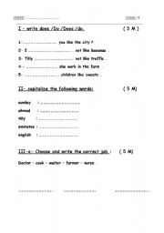 English worksheet: grade 4 exam