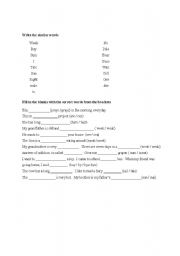 English worksheet: HOMONYMS