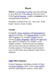 English Worksheet: plural nouns