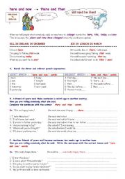 English Worksheet: here and now  /   there and then