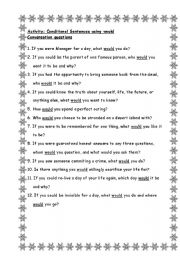 English worksheet: Conditional Sentences using would